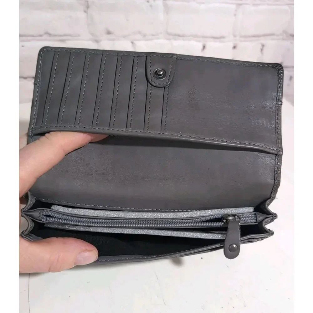 Harbour 2nd Luja Gray Leather Wallet Bi Fold Wallet NWOT 7 X 4 - Picture 11 of 11